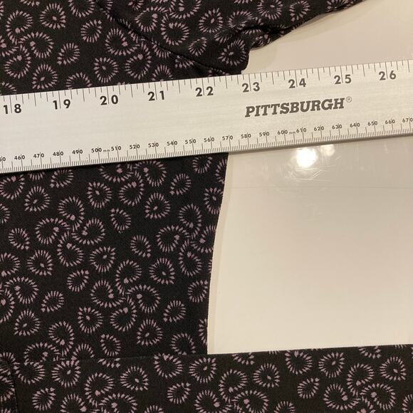 NWOT GEORGE Dress XL Black Purple Stretch Wrap 3/4 Sleeve Knee Geo-Pattern - Picture 7 of 9